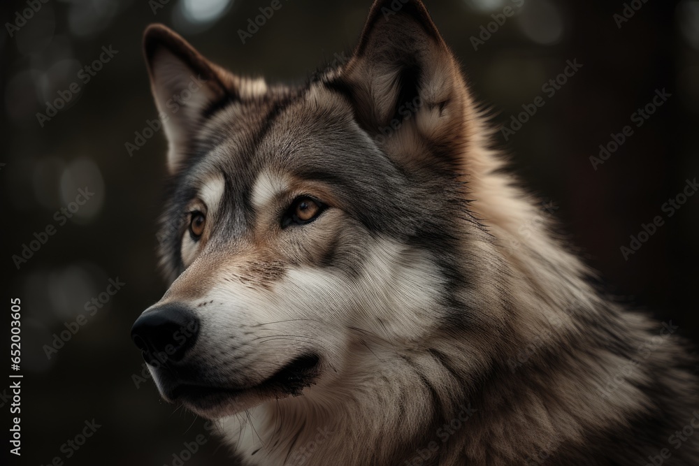 Close up view of wolf's face