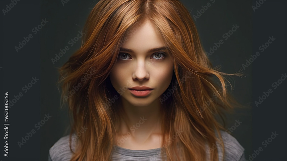 Lively golden brown hair on a gray background Lively golden brown hair on a gray background