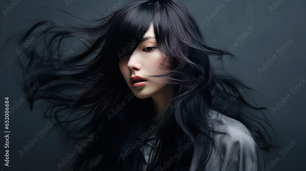 Lively hair on a gray background Lively hair on a gray background
