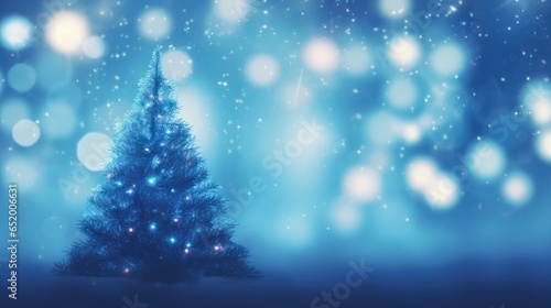 Christmas tree on blue, generative ai © AI BLONDY