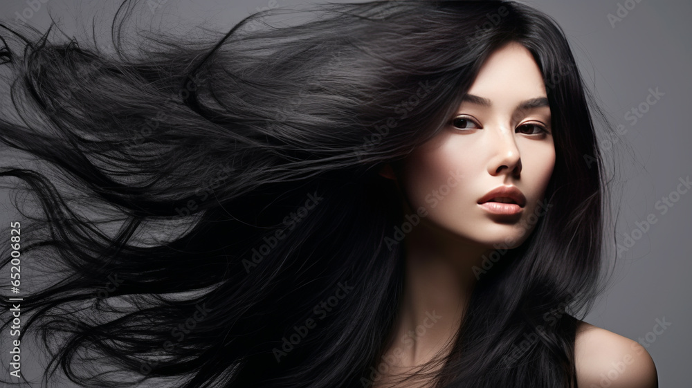 Naklejka premium Lively hair on a gray background