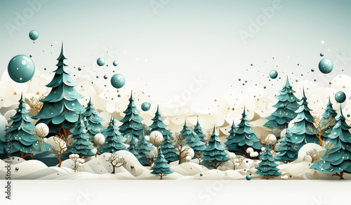 Christmas winter landscape with snow and trees. AI gerardo photo