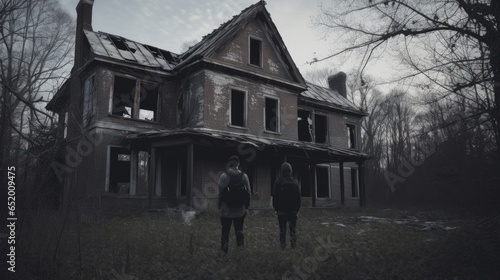  Paranormal Investigators Exploring Abandoned Haunted House
