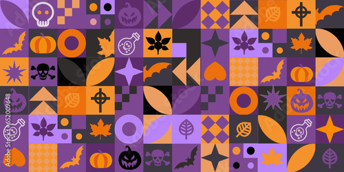 Halloween bauhaus pattern,background - vector graphics