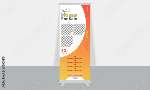 modern home sell vector real estate rollup banner or pullup banner design