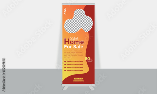 modern home sell vector real estate rollup banner or pullup banner design