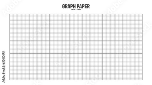 Sheet of graph paper with grid. Millimeter paper texture, geometric pattern. Gray lined blank for drawing, studying, technical engineering or scale measurement. Vector illustration