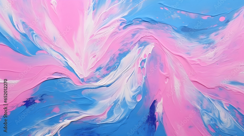 Fluid Landscape Abstraction: Pink and Blue Aerial View in Acrylics - frenzy