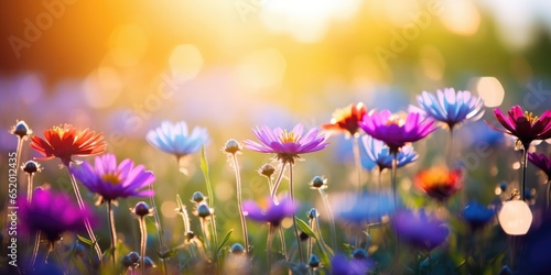 A Vibrant Flower Meadow With Sunbeams A Blue Sky And Bokeh Lights In The Summer This Image Like The Previous One Represents The Beauty Of Nature During The Warm Season © Ян Заболотний