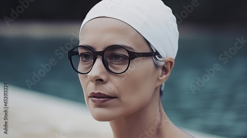  Woman Wearing Blank Swim Cap