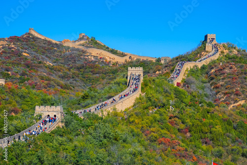 View of the Great Wall at the end of summer near Beijing, China. photo