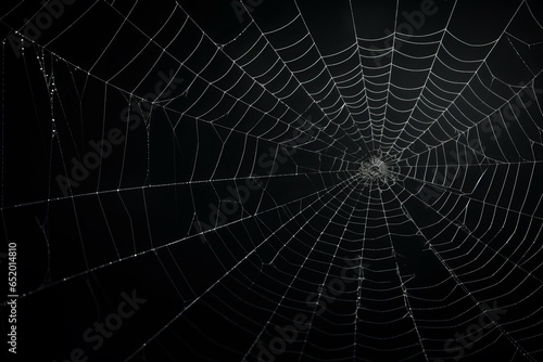 A chilling artificial spider web stretches over a deep black backdrop, setting a spine-tingling Halloween mood. © Kishore Newton