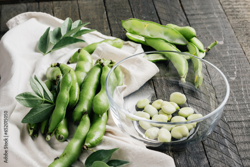 Green fava beans.