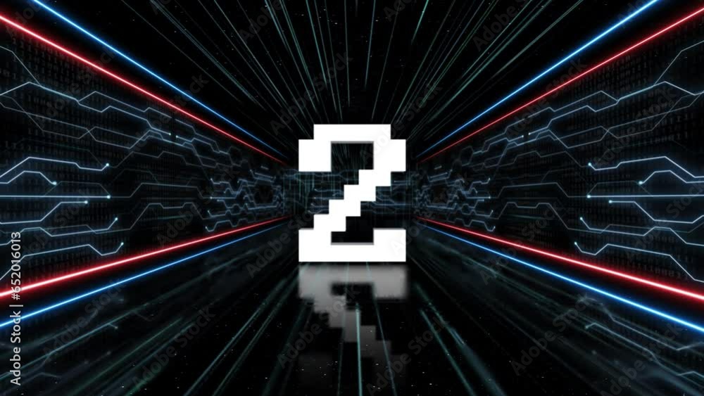 Number 2 in Tech Room Animation, Top Ten, on Alpha Channel, Loop
