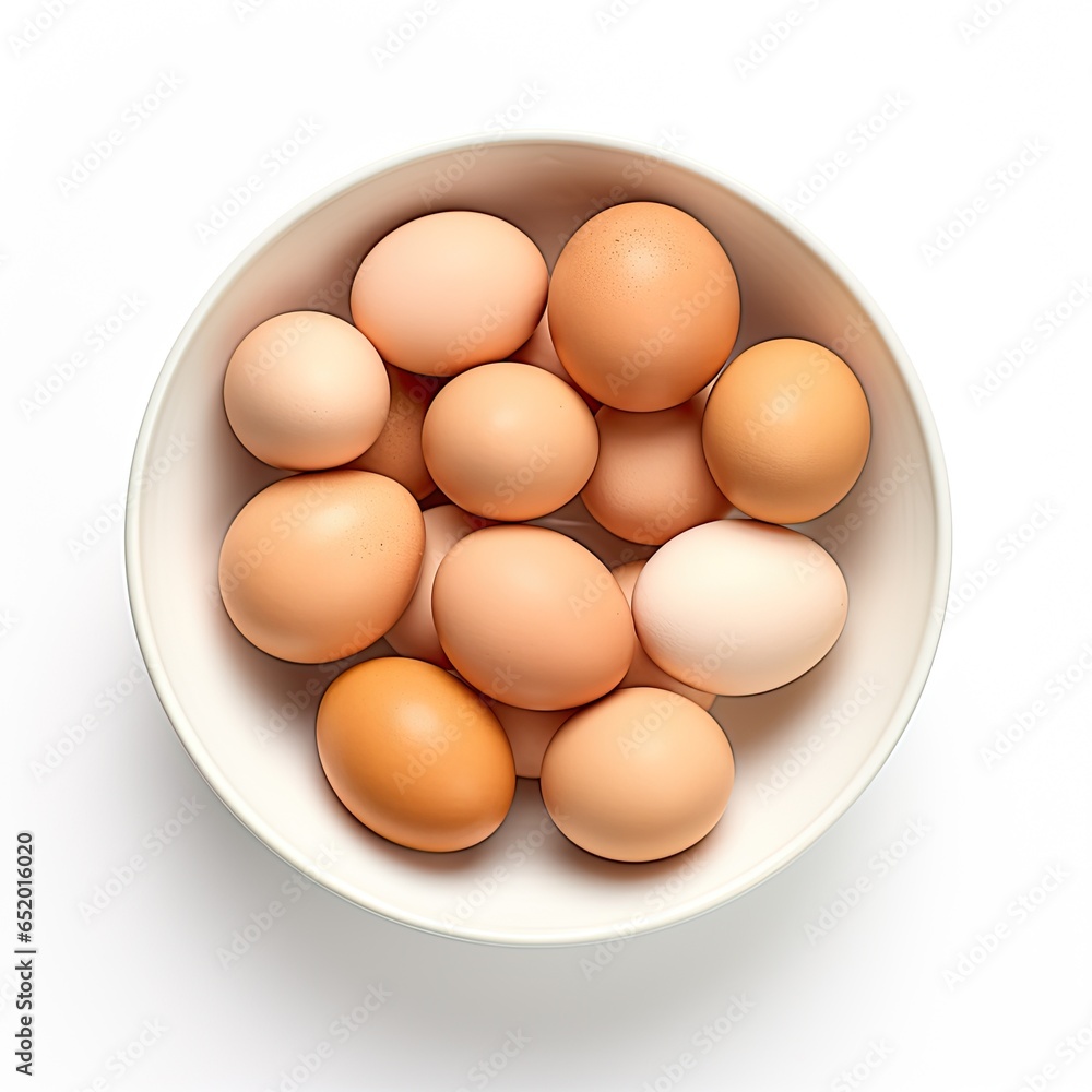 bowl of eggs - isolated on white background (Generative AI) bowl of eggs - isolated on white background (Generative AI)