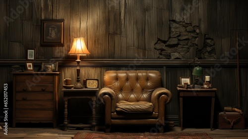 Wallpaper Mural Interior with an armchair and a wooden cabinet Torontodigital.ca