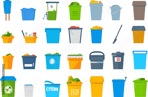 Set icons rubbish bin 