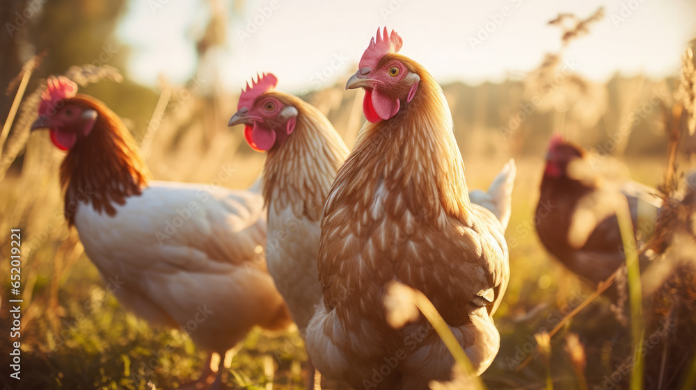 Fototapeta premium free-range chickens