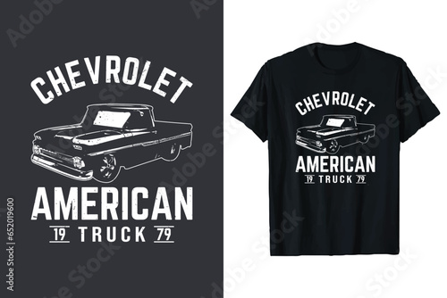 American Chevrolet Vintage Old Truck Vector T-Shirt Design. Vintage trucks Retro classic t-shirt. chevy pickup truck graphic tshirt design.