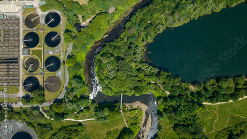 Water treatment plant. Recycling plant top view