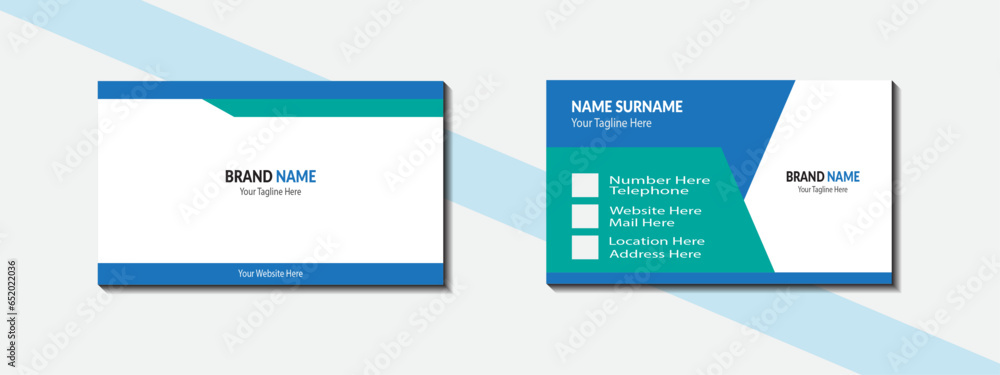 Modern double sided business card design company logo. Modern double sided business card design company logo.
