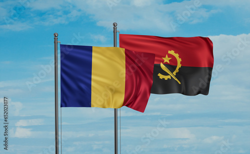 Romania and Angola national flag