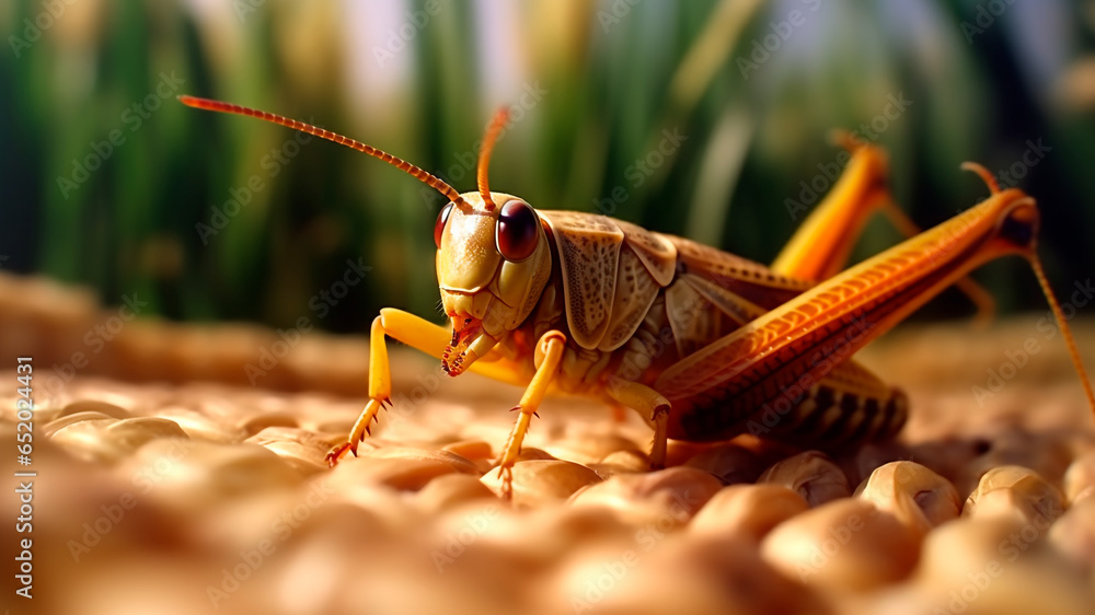 A swarm of locusts in the fields of corn. Consume crops, Generative AI Stock Photo Adobe Stock