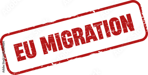 EU migration square grunge stamp