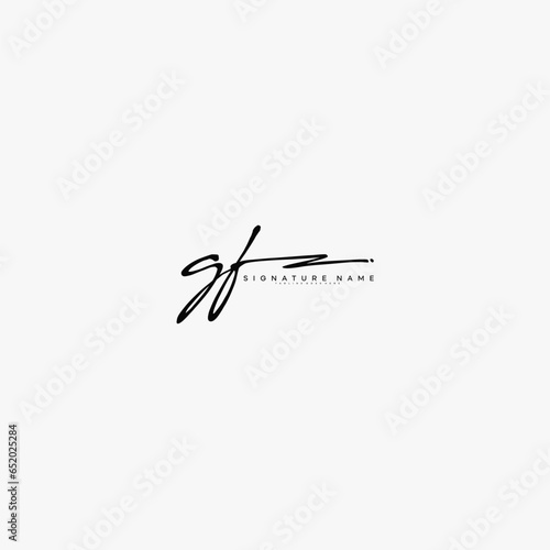 premium GF letter signature logo in handwriting art style monogram vector illustration template