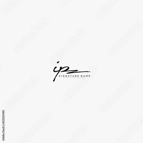 premium IP letter signature logo in handwriting art style monogram vector illustration template
