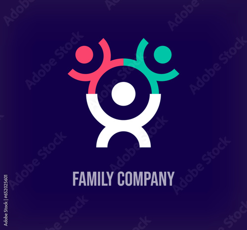 Teamwork and family business people, solidarity idea, modern logo. Unique color transitions. people logo template. vector.