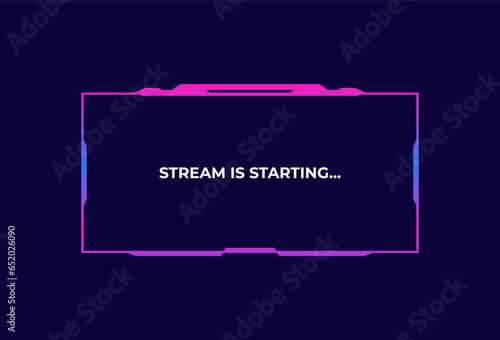 Live stream interface overlay frames for gamer broadcast or streaming. Game panel interface. Vector illustration