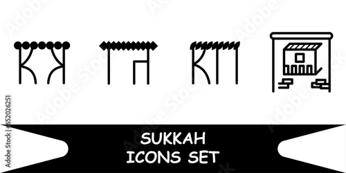 Jewish holiday Sukkot. set of icons hut "sukkah"