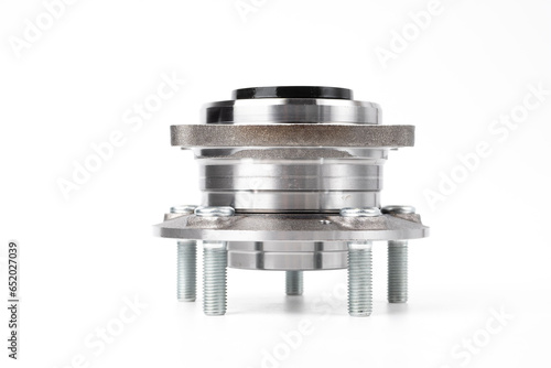 Car hub in silver color, isolated on a white background, hub friction bearing for wheel