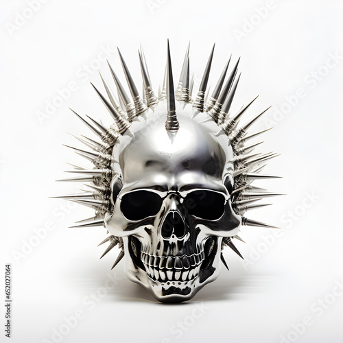 Silver Chrome Skull with Spikes 