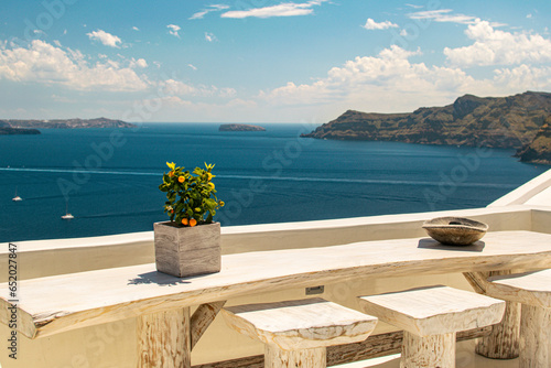 View across the water on Santorini, Greece © Emily