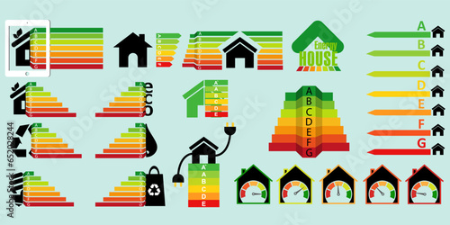 Set energy chart for concept design. Energy efficiency icon. Chart concept. Vector stock illustration.