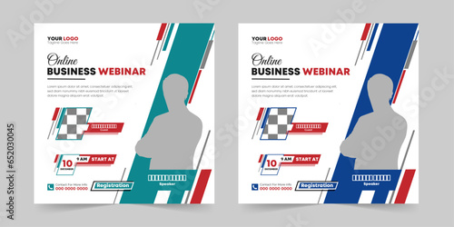 Editable business live webinar conference square social media post and digital marketing promotion advertising banner design template

