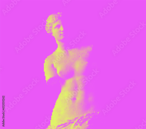 Halftone ancient sculpture. Duotone Venus statue