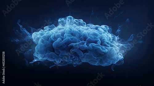 A blue smoke brain on black background