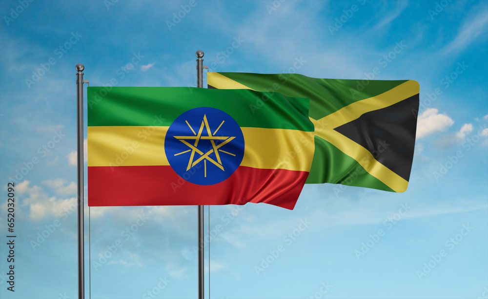 Jamaica and Ethiopia flag Jamaica and Ethiopia flag