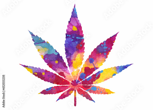 Marijuana and cannabis watercolor vector illustration