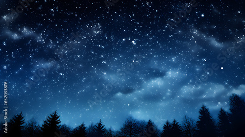 Starry night sky with trees. Useful for background