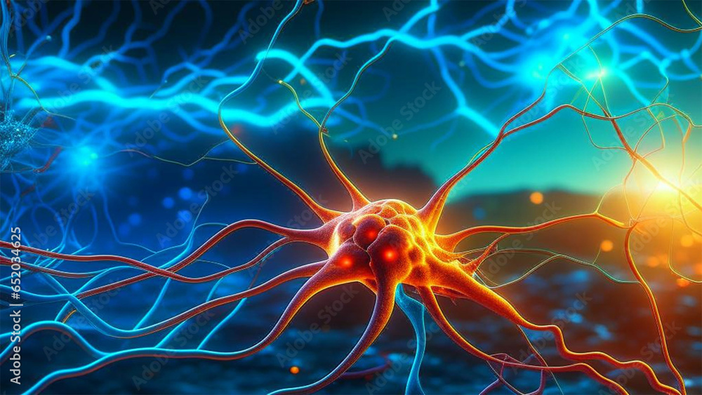 Neurons electrical impulses in the neural networks of the human brain