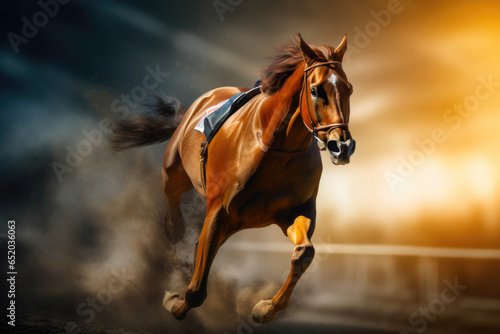 Speed and Power: Racing Horse in Motion © Andrii 