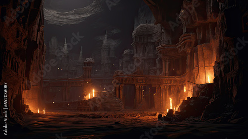 Fantasy game city illustration.
