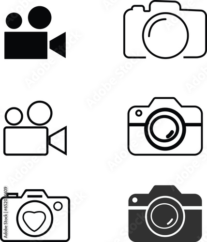 Camera icon set. Photo camera in flat style. Vector, Photo camera doodle icon