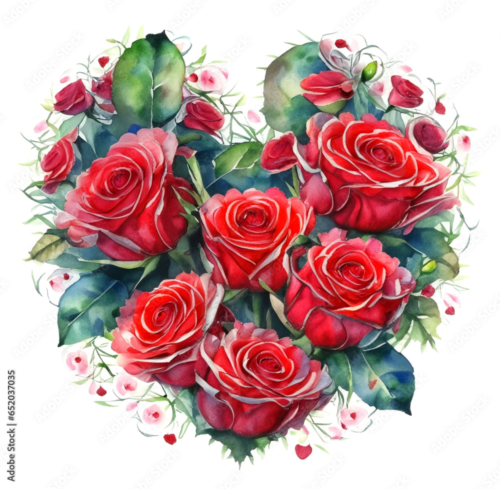 Róże kwiaty w kształcie serca ilustracja - obrazy, fototapety, plakaty 