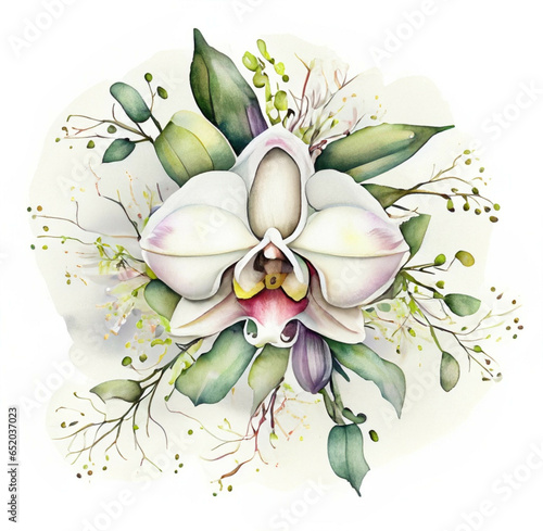 Namalowany biały storczyk orchidea ilustracja