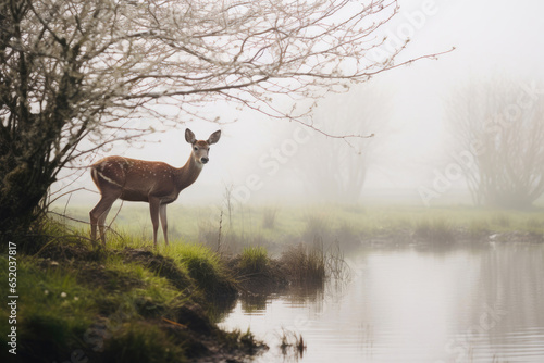 Whimsical Woodland  Deer in the Fog